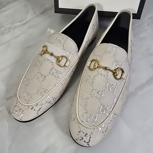 Gucci Cream and Silver Loafers